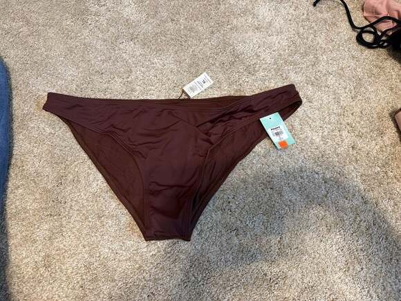 Full Tilt Other - Full Tilt Women's XL Ribbed Cheeky V-Front Bikini Bottom in Dark Brown